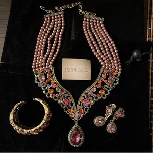 Heidi Daus Pink and Orange Gem 3 pcs Necklace Set